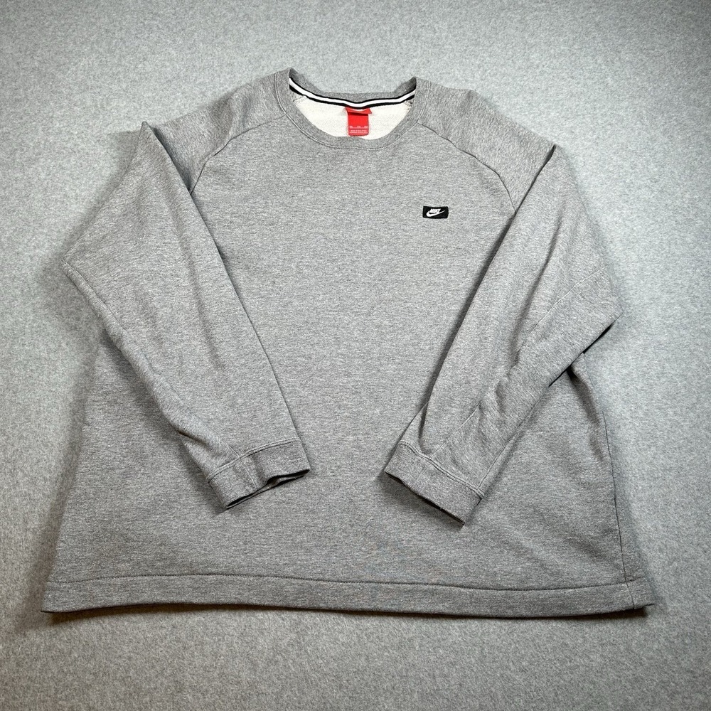 Nike Tech Fleece Crewneck Sweatshirt Gray XXL Side Zip Pocket Logo